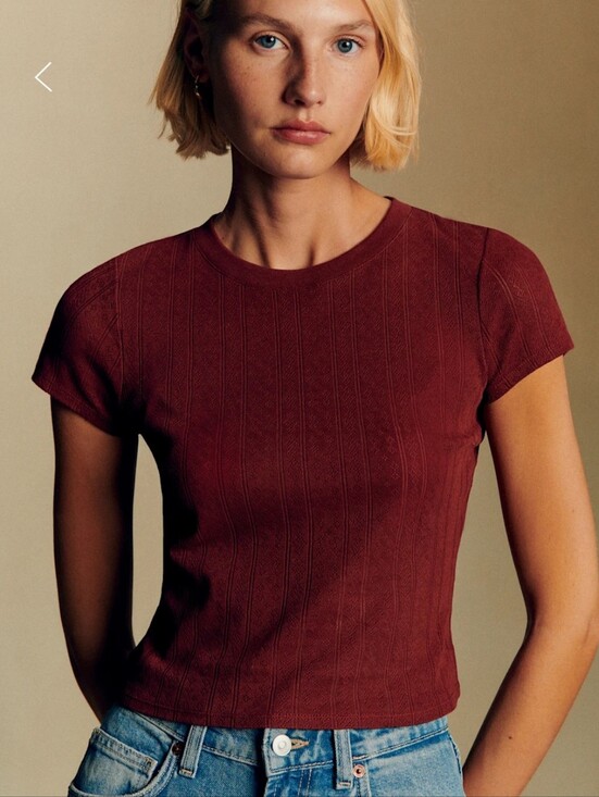 Sezane Tops - Sezane Camille Top Burgundy Pointelle Size M
